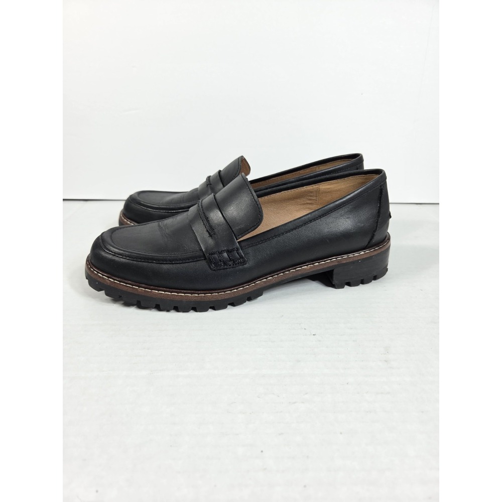 Madewell Loafers Women 8.5 Corinne Lug Sole Black Penny Slip On Chunky